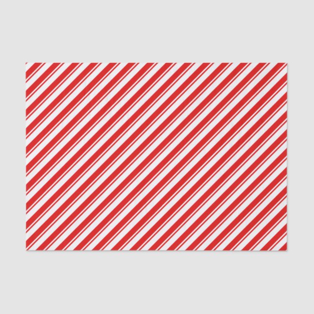 Xmas Peppermint Candy Red White Stripe Wrapping Tissue Paper (Front)