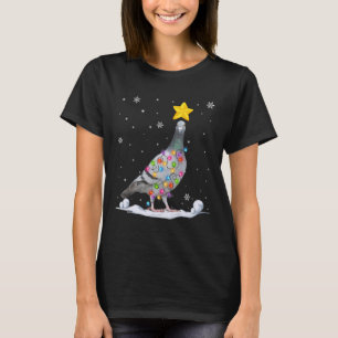 Xmas Pigeon Animals Christmas Tree Lights T-Shirt