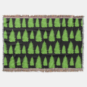 Xmas Pine Tree Bright Green Forest Christmas Throw Blanket