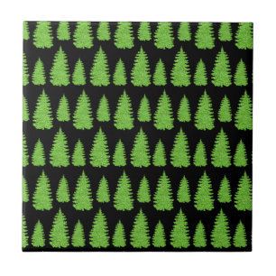 Xmas Pine Tree Bright Green Forest Tile