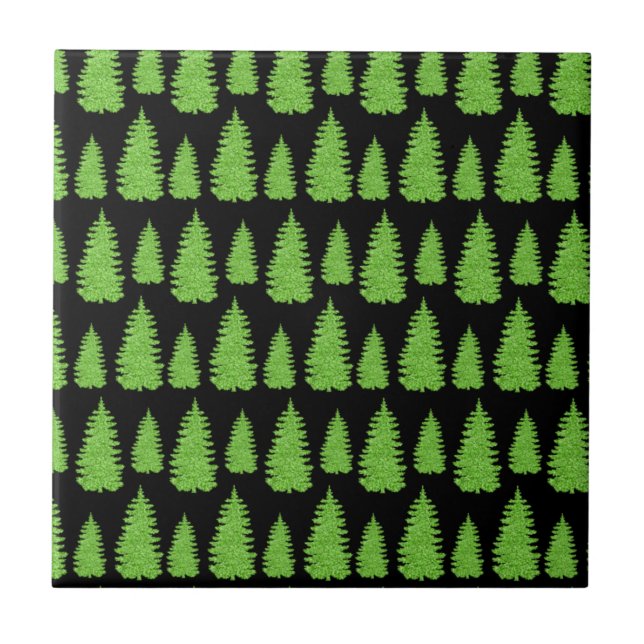 Xmas Pine Tree Bright Green Forest Tile (Front)
