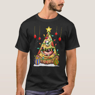 Xmas pizza food Lights decorate the Christmas tree T-Shirt