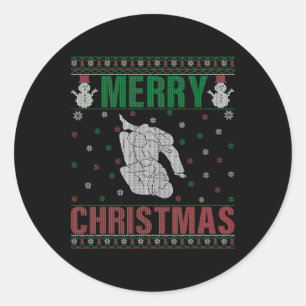 Xmas Pjs Matching Jiu Jitsu Fighter Ugly Christmas Classic Round Sticker