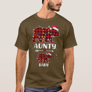 Xmas Plaid Bear Aunty Baby Polar Pregnancy Announc T-Shirt