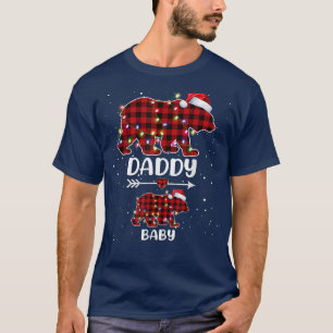Xmas Plaid Bear Daddy Baby Polar Pregnancy Announc T-Shirt