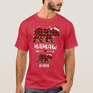 Xmas Plaid Bear Mamaw Baby Polar Pregnancy Announc T-Shirt