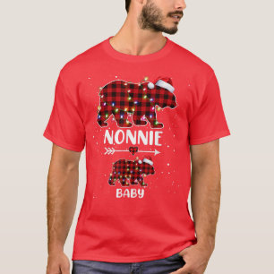 Xmas Plaid Bear Nonnie Baby Polar Pregnancy Announ T-Shirt