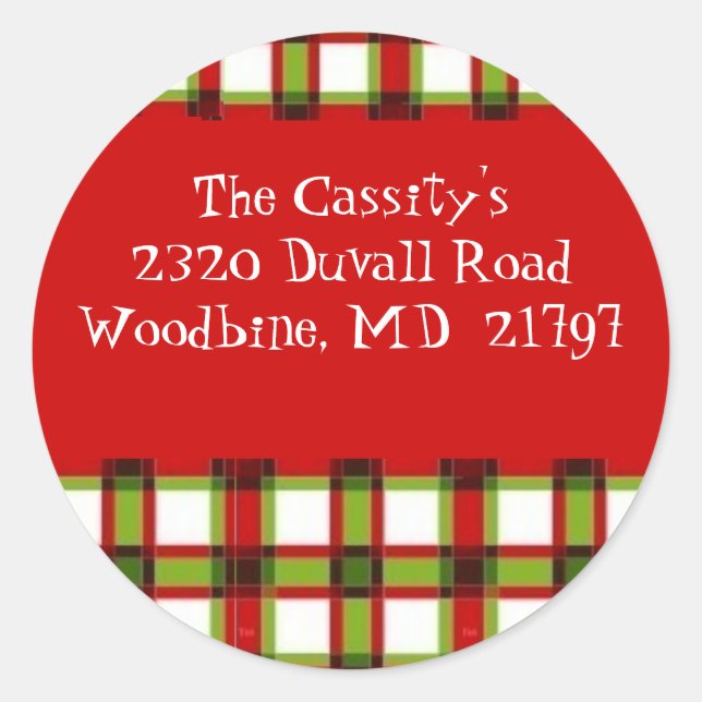 Xmas plaid label - Customised (Front)