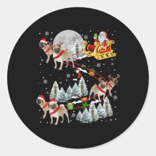Xmas Pug Sledge Christmas Sledge Santa Dog  Classic Round Sticker
