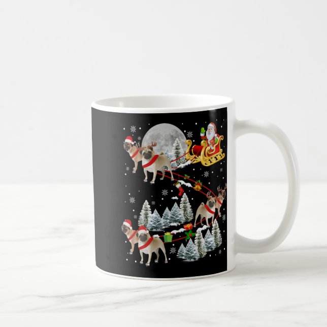 Xmas Pug Sledge Christmas Sledge Santa Dog  Coffee Mug (Right)