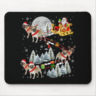 Xmas Pug Sledge Christmas Sledge Santa Dog Mouse Mat