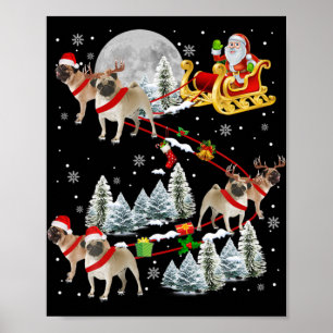 Xmas Pug Sledge Christmas Sledge Santa Dog Poster