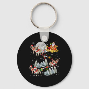 Xmas Pug Sledge Christmas Sledge Santa Dog T Shirt Key Ring