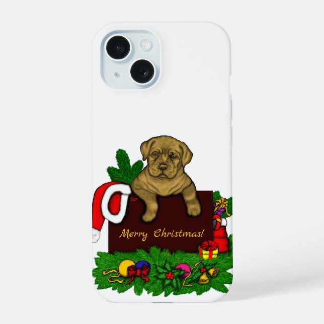 XMas Puppy iPhone 15 Case (Back)