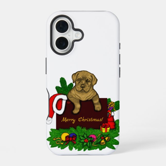 XMas Puppy iPhone 16 Case (Back)