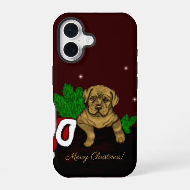 XMas Puppy iPhone 16 Case (Back)