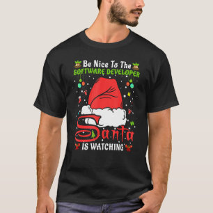 Xmas Pyjamas Be Nice To The Software Developer Chr T-Shirt