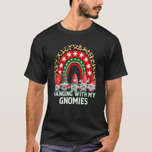 Xmas Rainbow Hanging With My Gnomies Gnome Christ T-Shirt