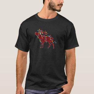 Xmas Red Buffalo Plaid Christmas Reindeer Tree San T-Shirt