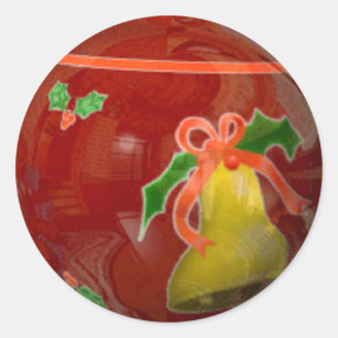 xmas red bulb classic round sticker