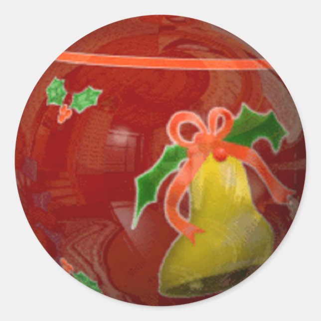 xmas red bulb classic round sticker (Front)