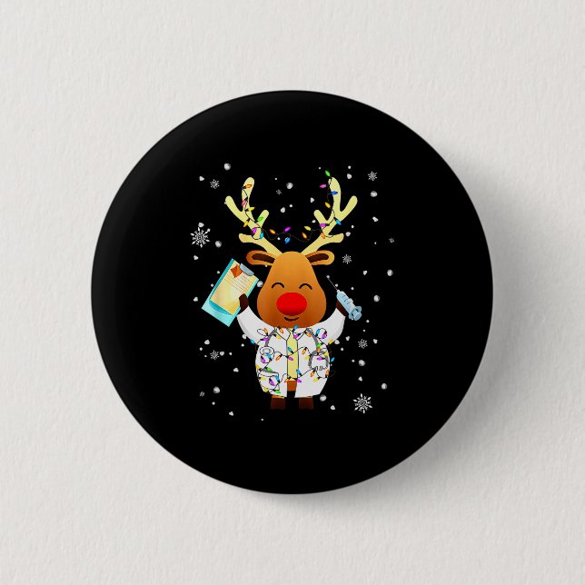 Xmas Reindeer Doctor Reindeer Lover Funny Christma 6 Cm Round Badge (Front)