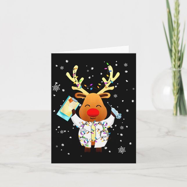 Xmas Reindeer Doctor Reindeer Lover Funny Christma Card (Front)