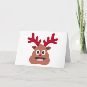 xmas reindeer poo emoji holiday card