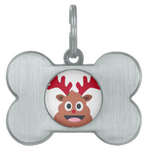 xmas reindeer poo emoji pet tag