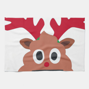 xmas reindeer poo emoji tea towel