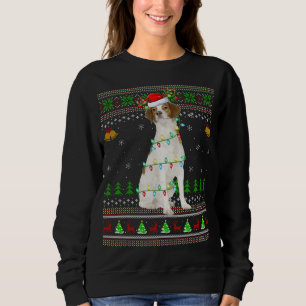Xmas Reindeer Santa Hat Brittany Spaniel Dog Ugly  Sweatshirt