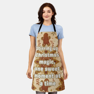 XMAS Retro‑Boho Gingerbread Magic Chef Apron