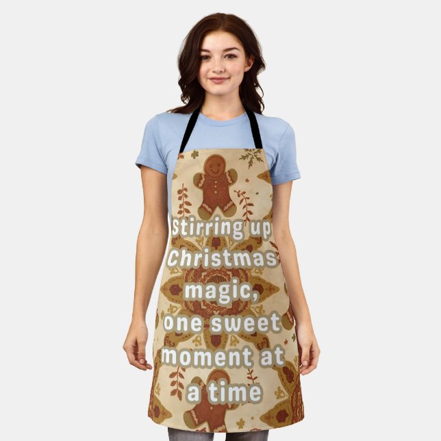 XMAS Retro‑Boho Gingerbread Magic Chef Apron (Worn)