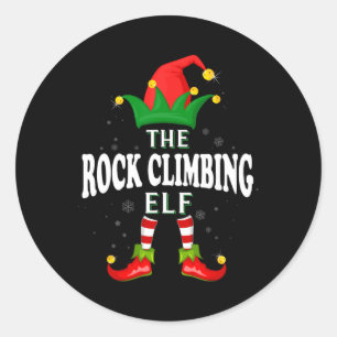 Xmas Rock Climbing Elf Family Matching Christmas P Classic Round Sticker