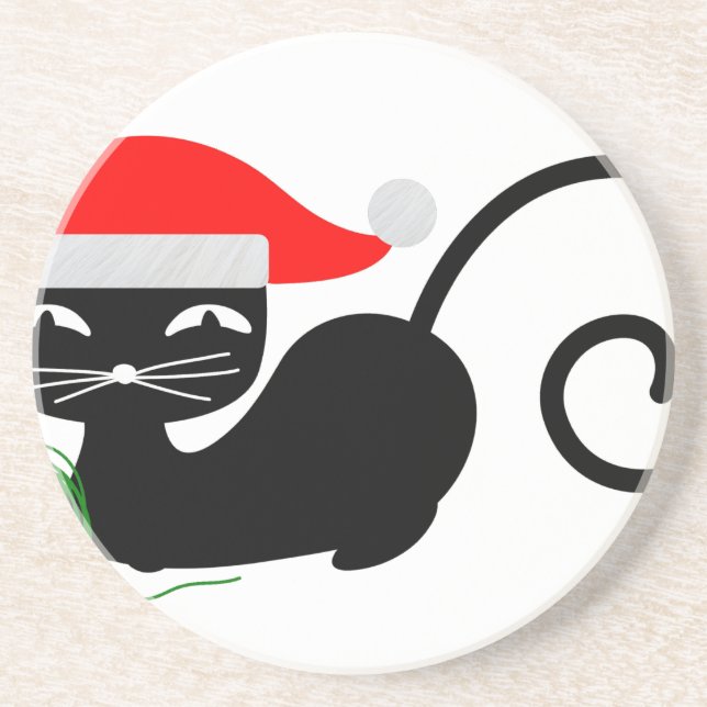 xmas santa cat coaster (Front)