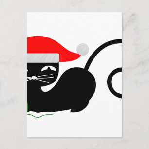 xmas santa cat holiday postcard