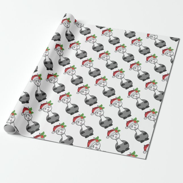 xmas santa claus alpaca wrapping paper (Unrolled)