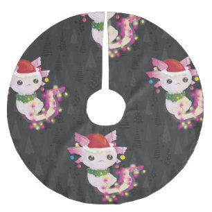 xmas santa claus axolotl brushed polyester tree skirt