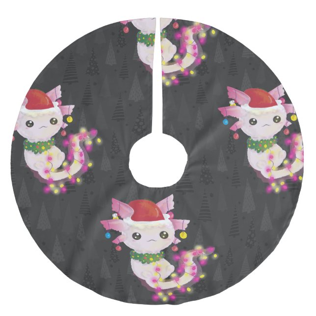 xmas santa claus axolotl brushed polyester tree skirt (Front)