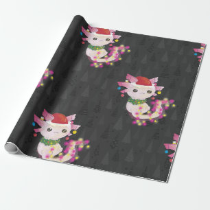 xmas santa claus axolotl wrapping paper