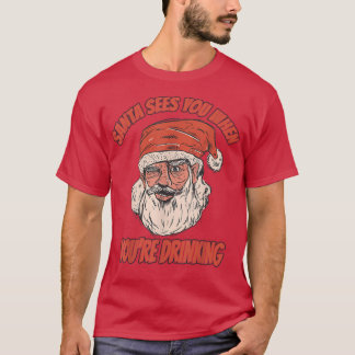 Xmas Santa Claus costume beer drunk tipsy happy Ch T-Shirt