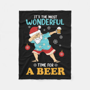 Xmas Santa Claus Dab And Drinking Beer Funny Wonde Fleece Blanket