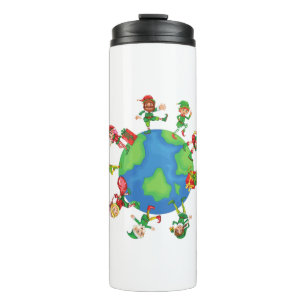 xmas santa claus elves thermal tumbler