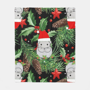 xmas santa claus guinea pig fleece blanket
