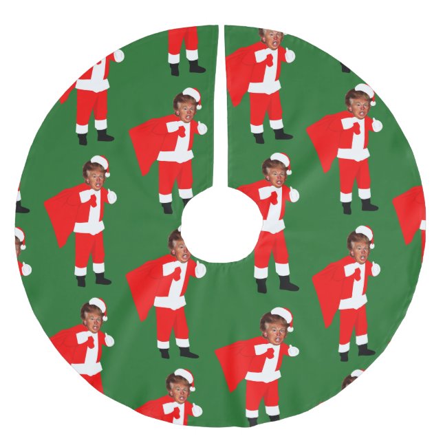 xmas santa donald trump brushed polyester tree skirt (Front)