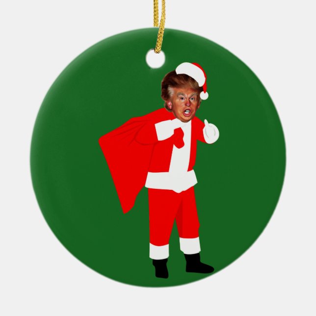 xmas santa donald trump ceramic tree decoration (Front)