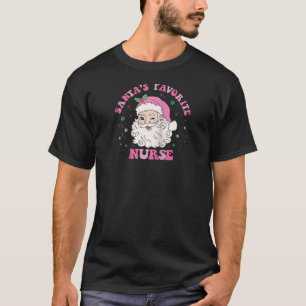 Xmas Santa Funny Nurse Nursing Retro Pink Christma T-Shirt