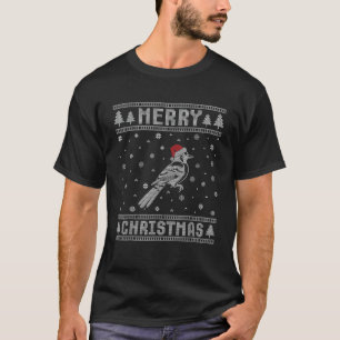 Xmas Santa Hat Blue Jay Bird Design Ugly Christmas T-Shirt