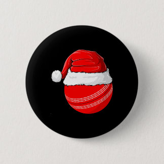 Xmas Santa Hat Christmas Cricket  6 Cm Round Badge