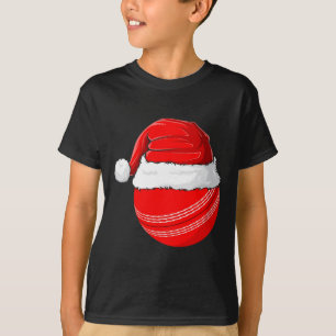 Xmas Santa Hat Christmas Cricket T-Shirt
